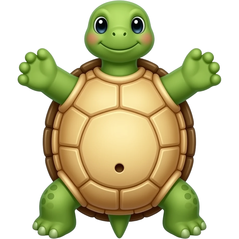 turtle on its back with a very big belly button emoji