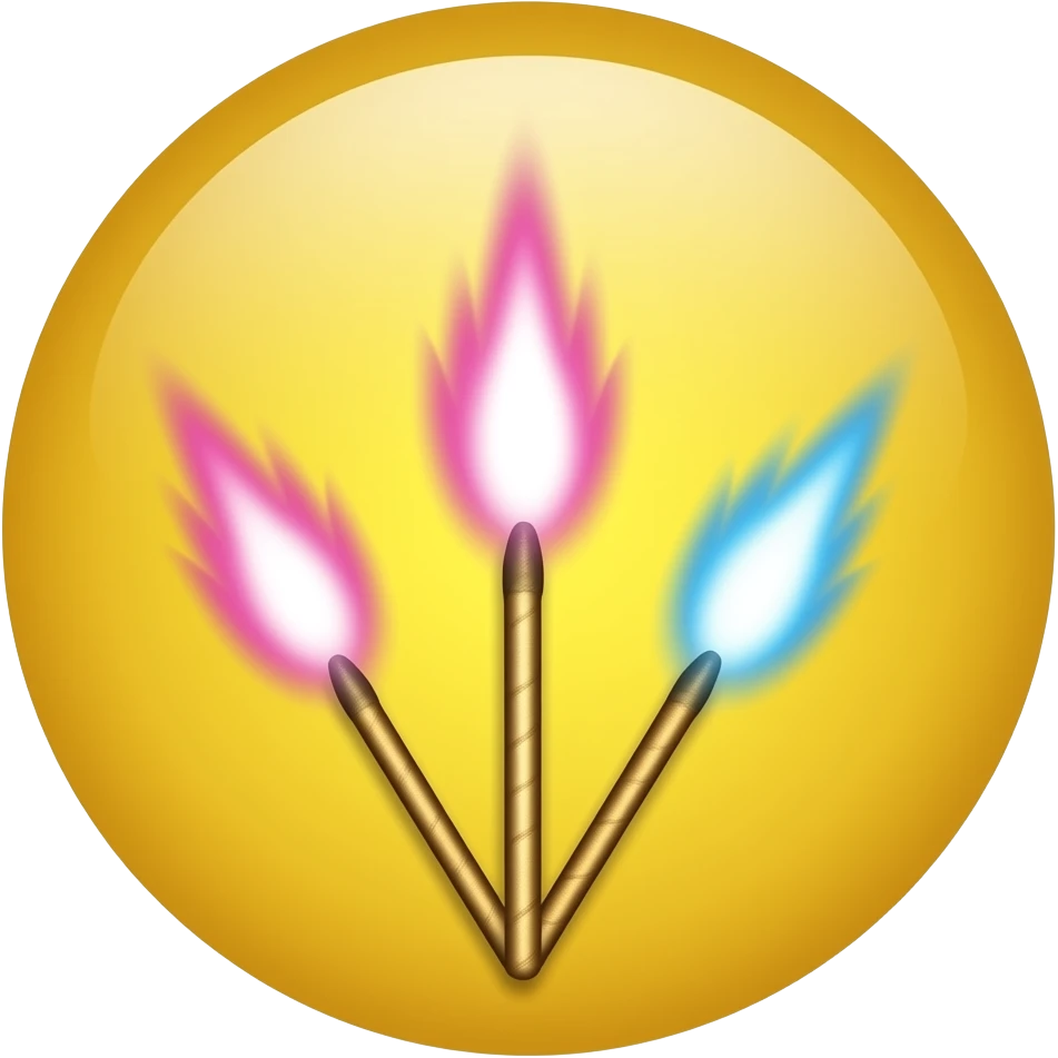 Sparks three  pink blue in yellow emoji