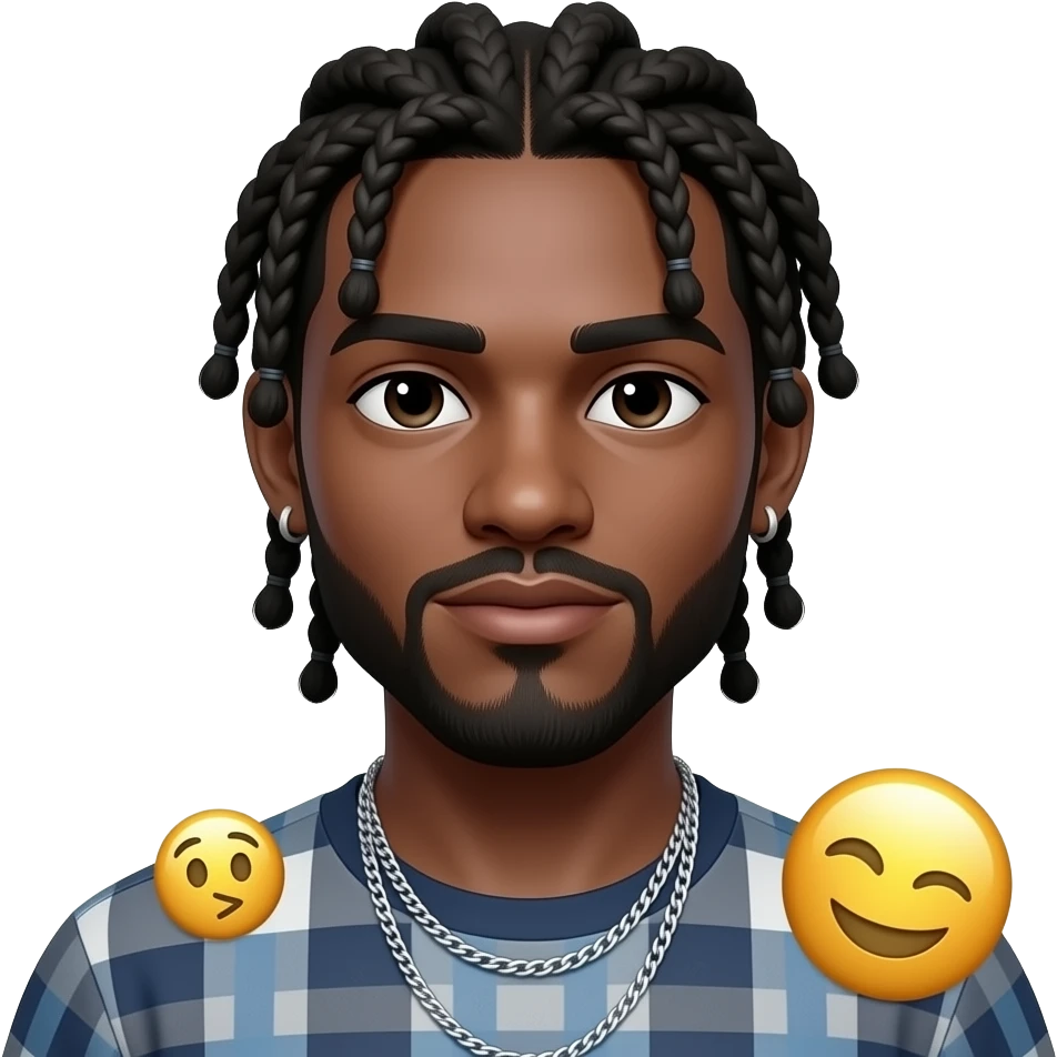 Visage homme noire tresse tatouage emojis emoji