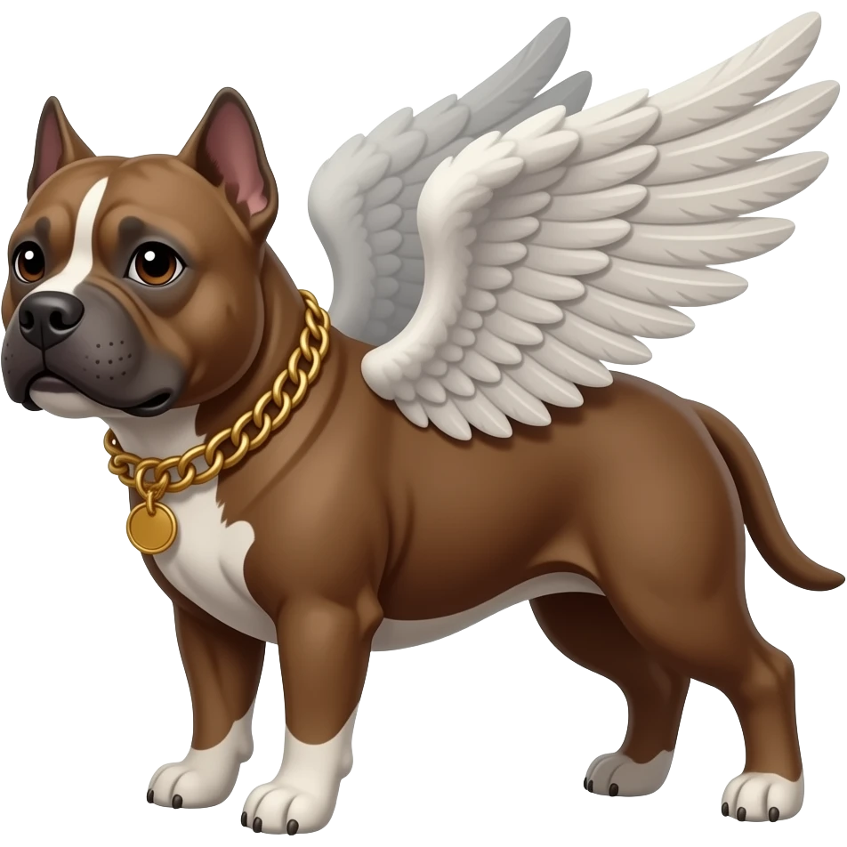 dark brown american staffy with wings emoji