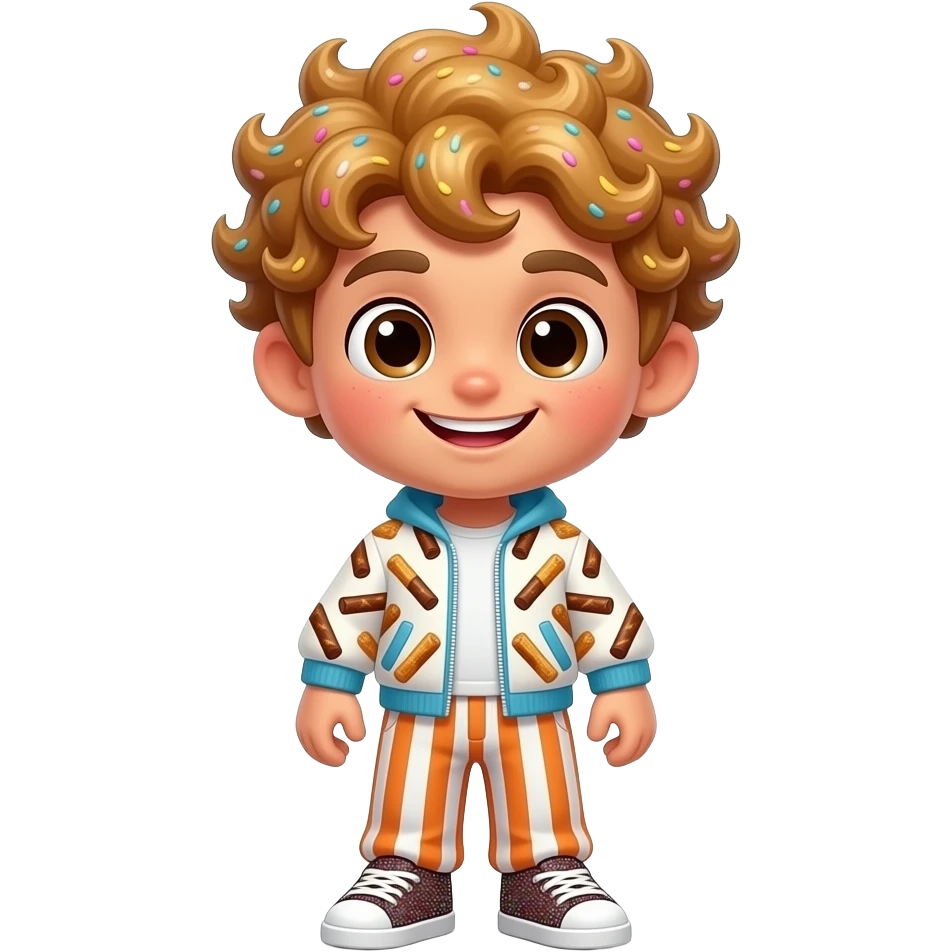 Boy — a chibi-style churro mascot entity with a huge head and tiny body ...