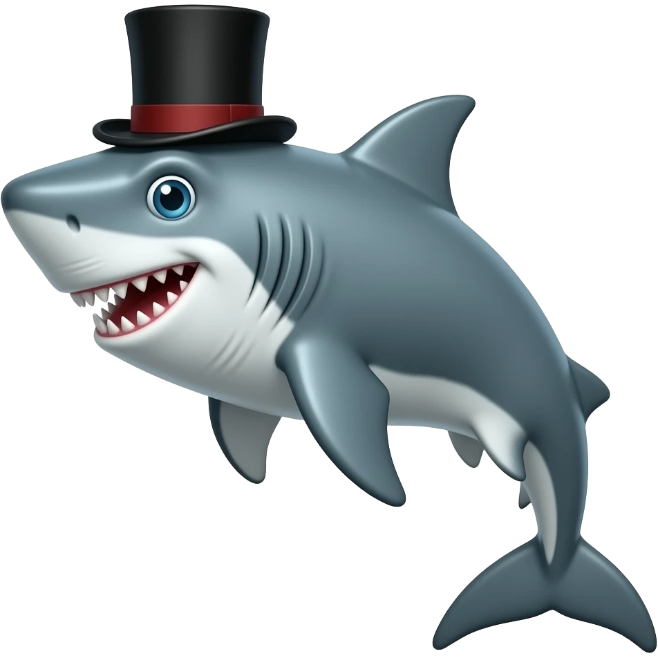 Shark with a top hat emoji
