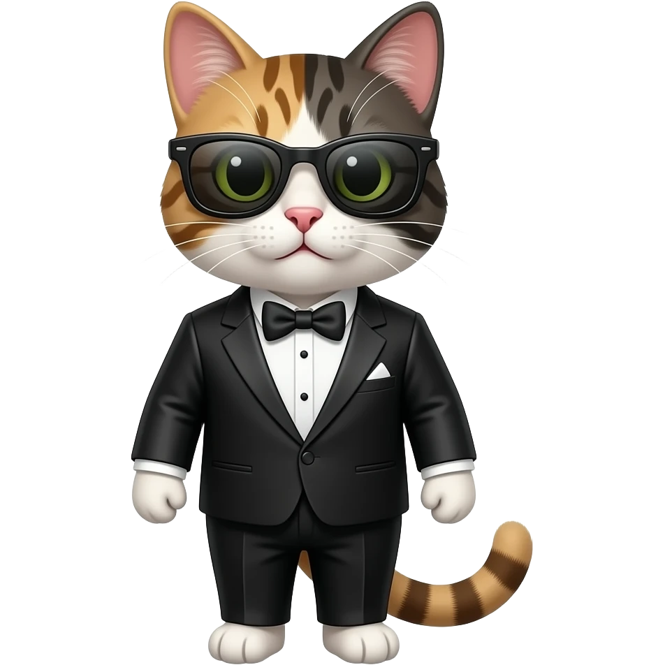 Tuxedo cat wearing sunglasses emoji