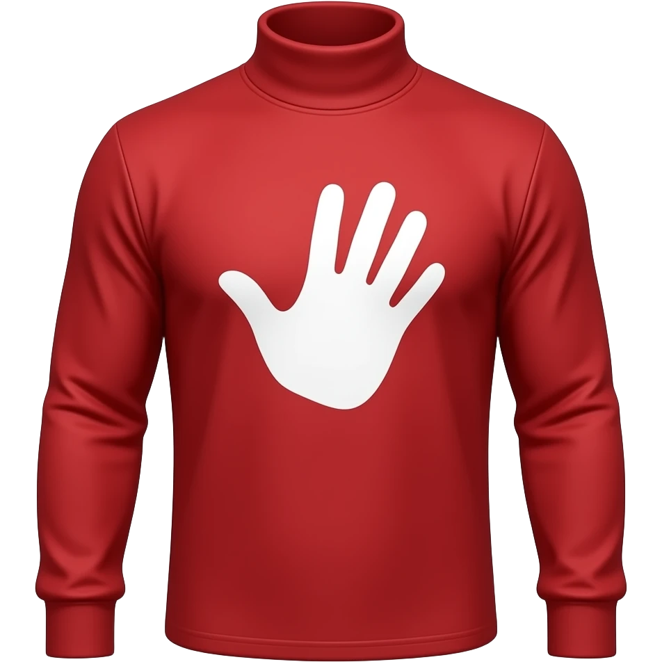 Red turtleneck looks good no person included with field goal hands printed on it emoji