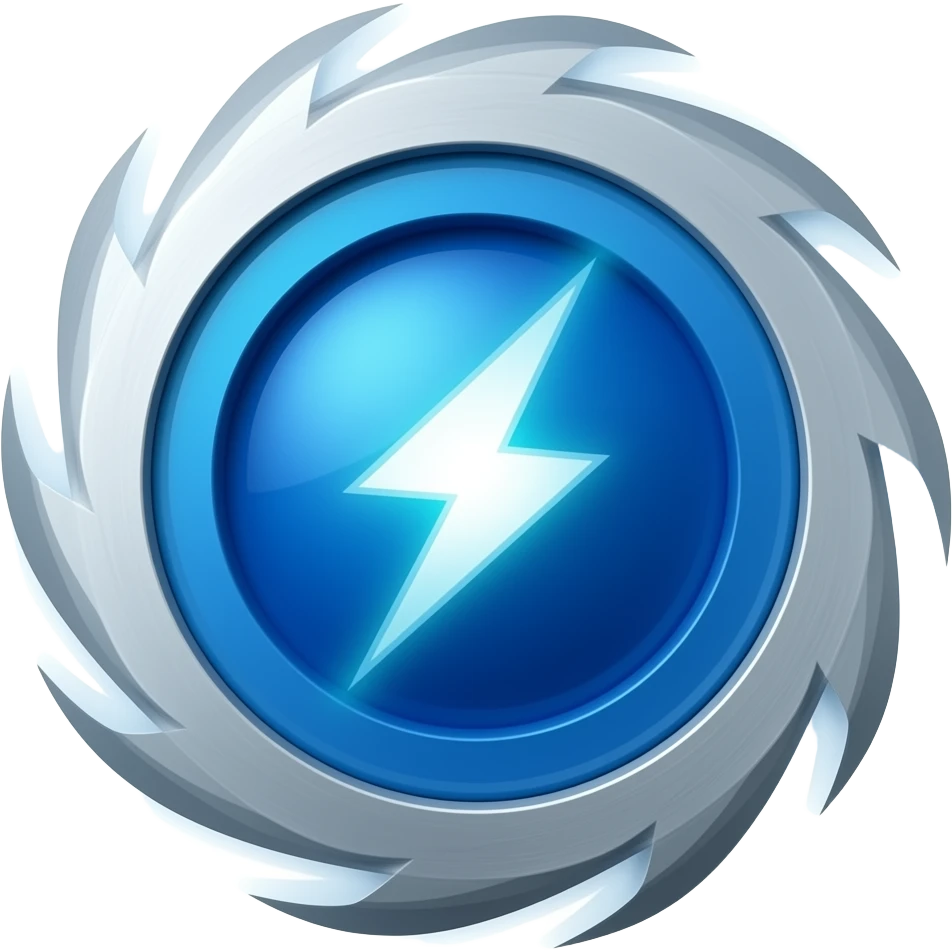 electric blue bayblade, lightning core, fast motion blur design emoji