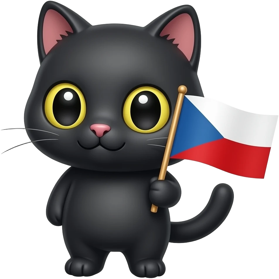 cute cat holding czech flaag blacj cat# emoji