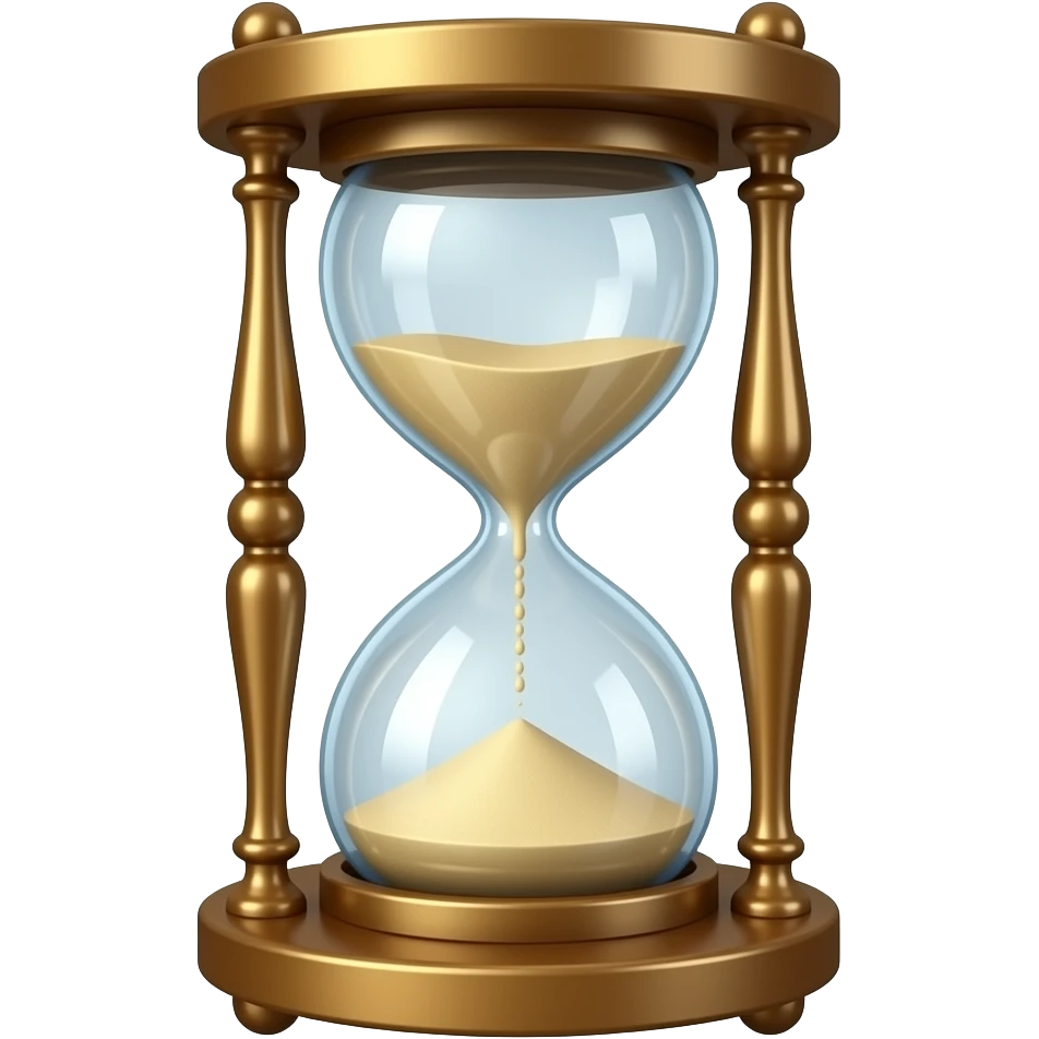 A realistic hour glass inside an ornate glass bottle. emoji