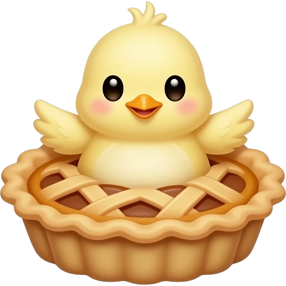 Cute chick in a pie emoji