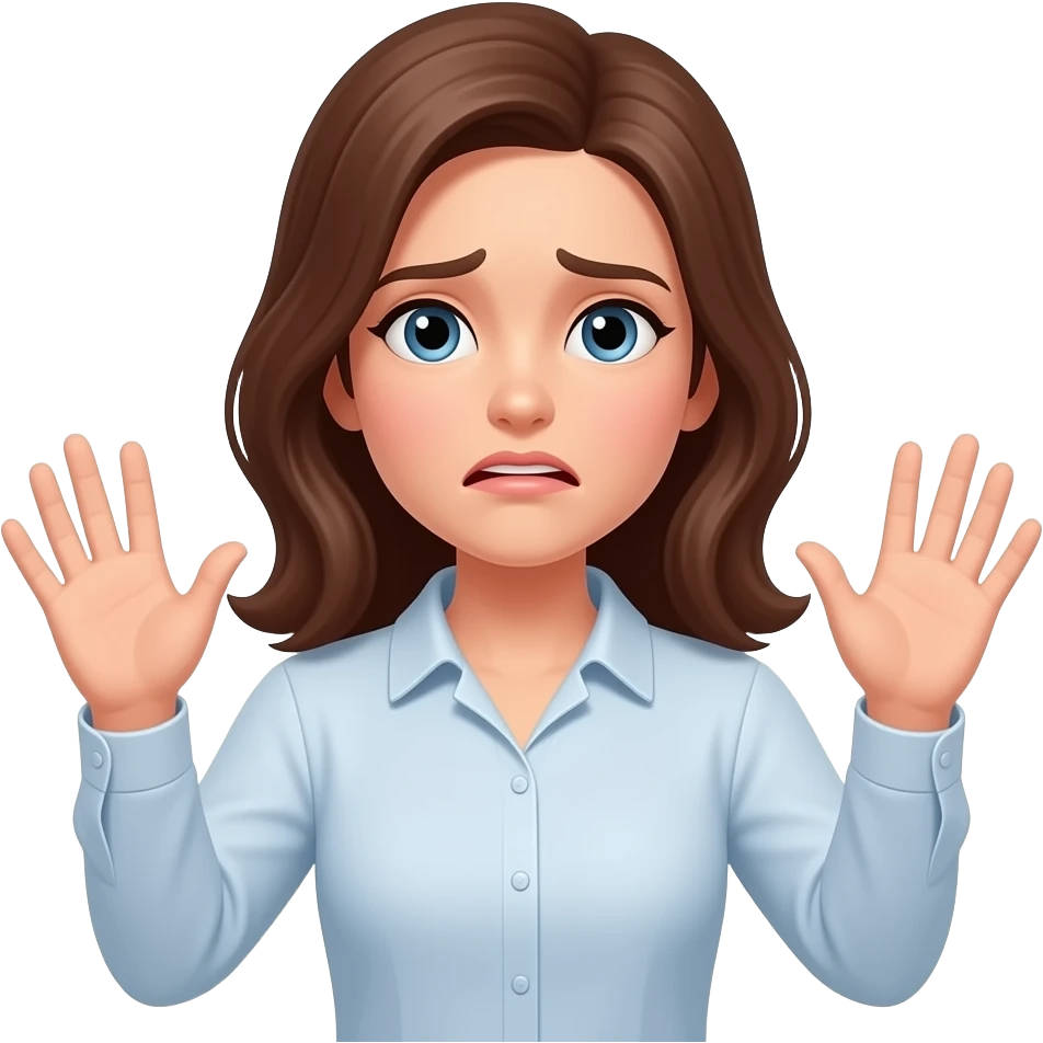 Женщина возмущенна и не понимает, разводит руками emoji