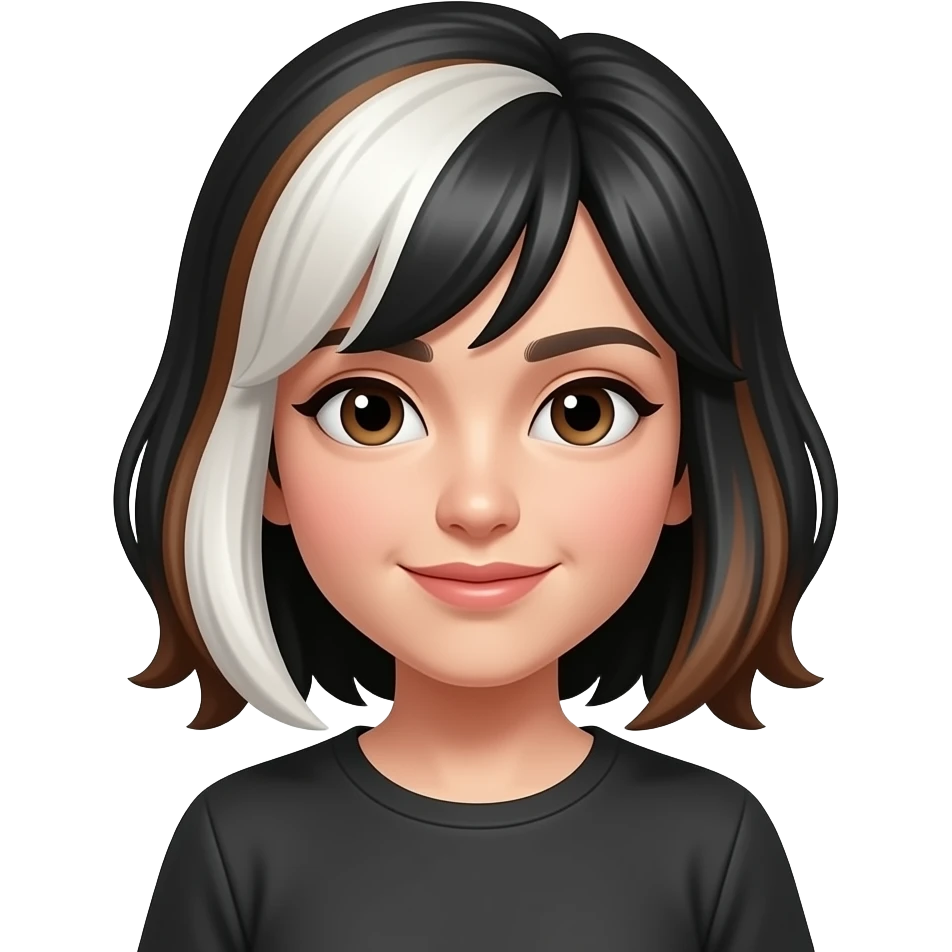 black hair with white and brown emoji