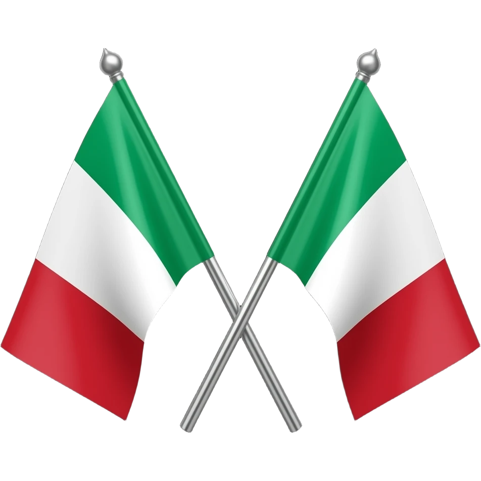 I want 2 Italian flag crossed each other straight and dont zoom in too much and black backgroumd emoji