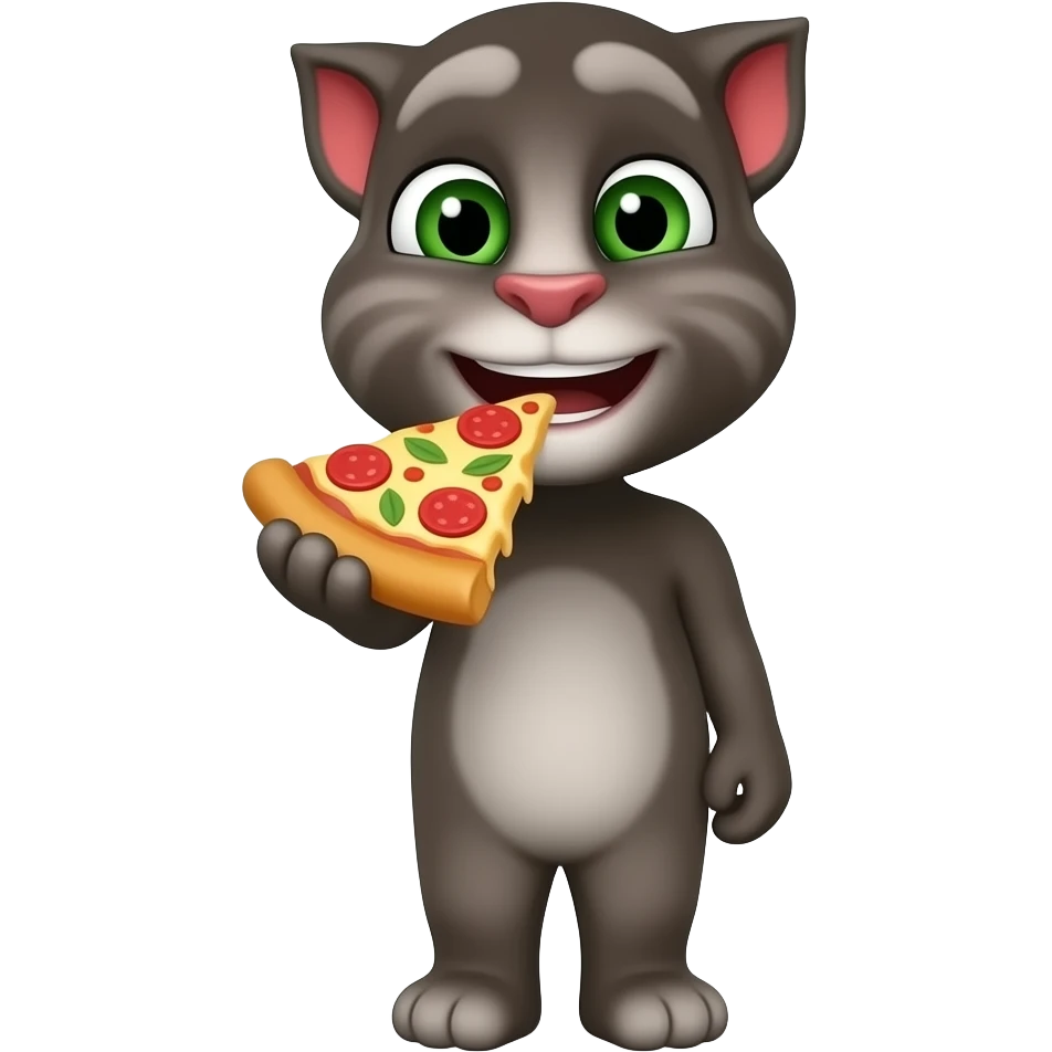 صد تاTalking Tom درحال خوردن پیدزا emoji