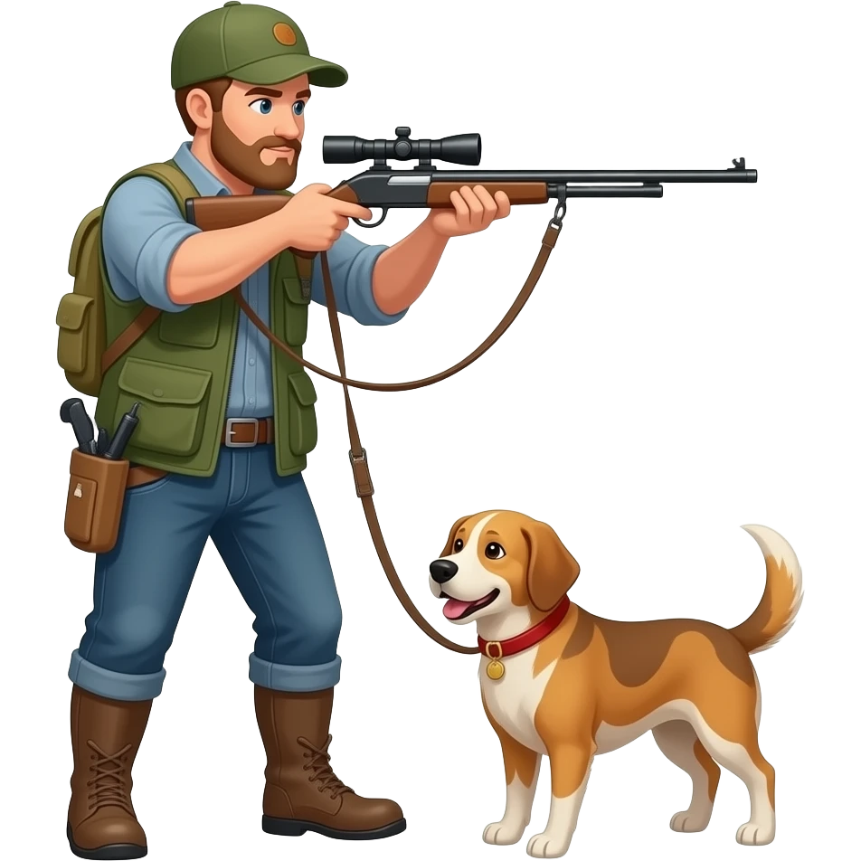 en mann som jakter med hunden sin emoji