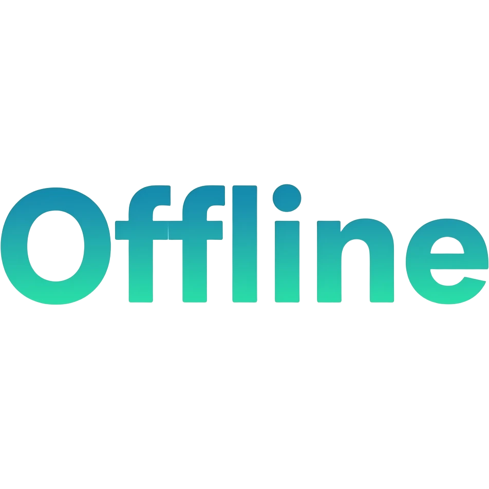 The word 'Offline' that's glowing blue green OMBRE with no background emoji