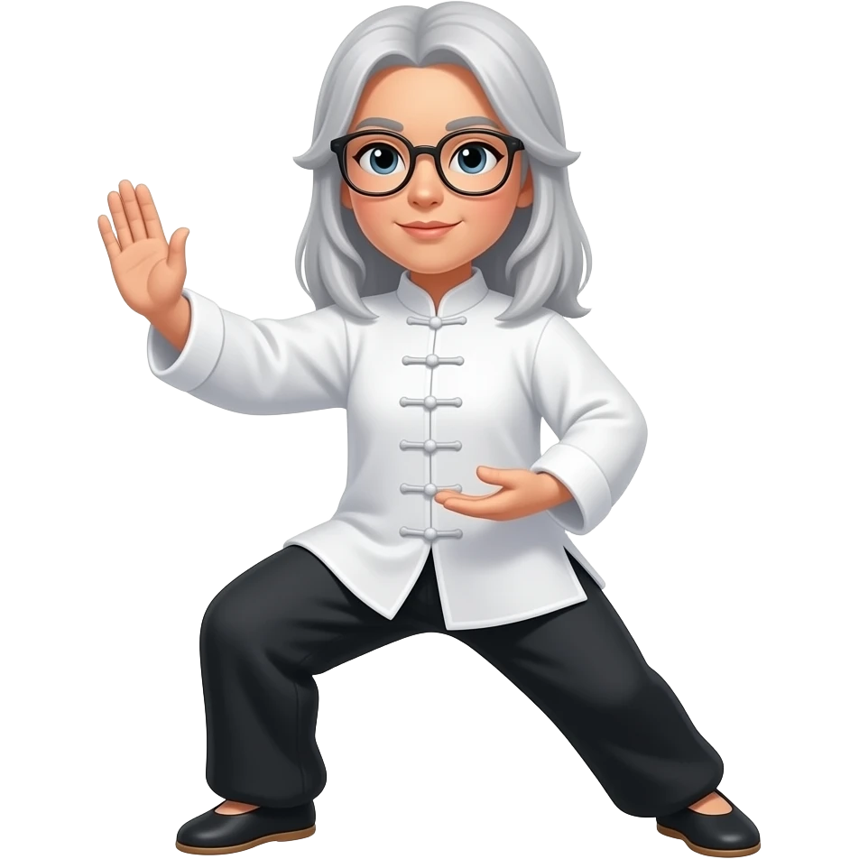 Taichi women glasses light medium long gray hair emoji
