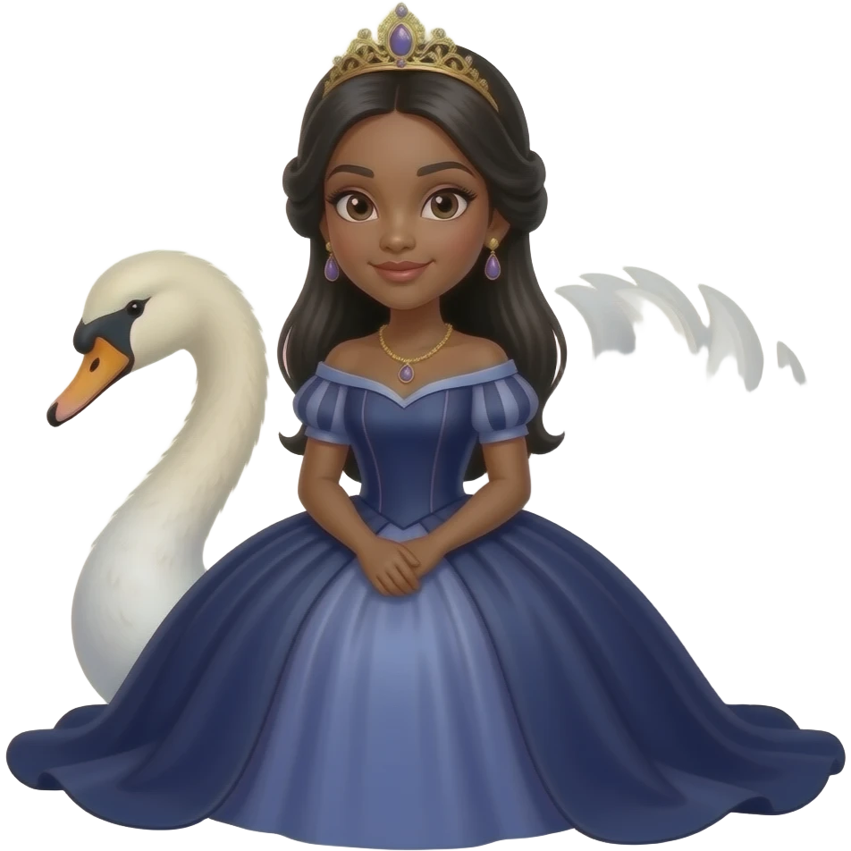 Black princess Swan sitting in love position emoji