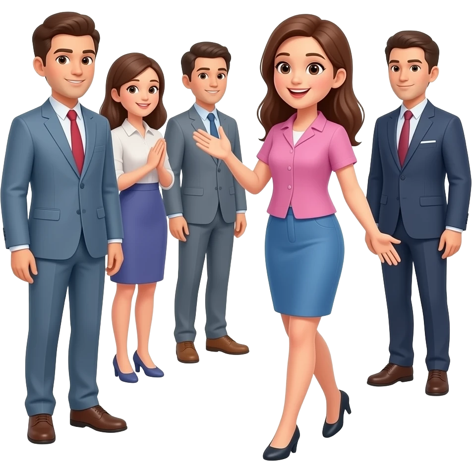 Jeune femme élégante en entière qui s’en va en disant au revoir aux autres emoji