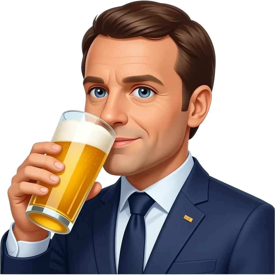 Macron drink beer emoji