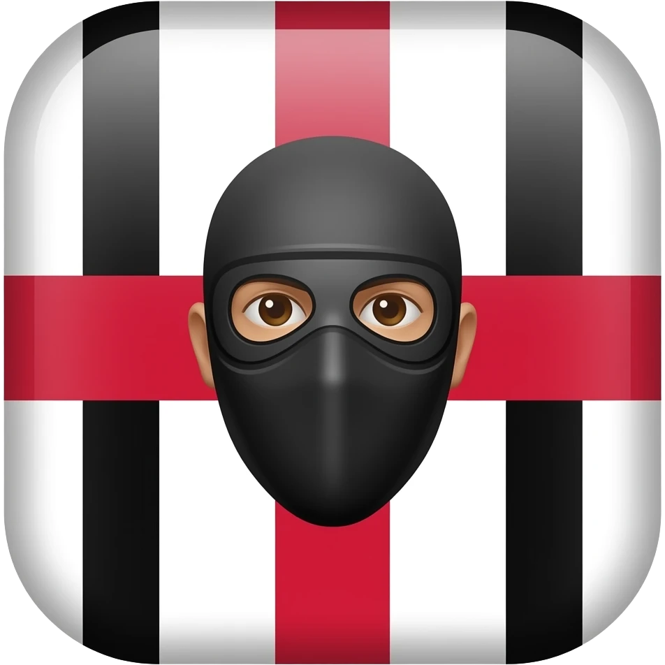 Drapeau fond blanc avec une tête noir qui un bandana au milieu en noir Dans le style du drapeau de la corse emoji