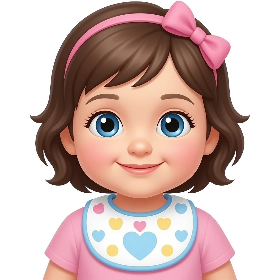 a baby girl with a baby bib emoji