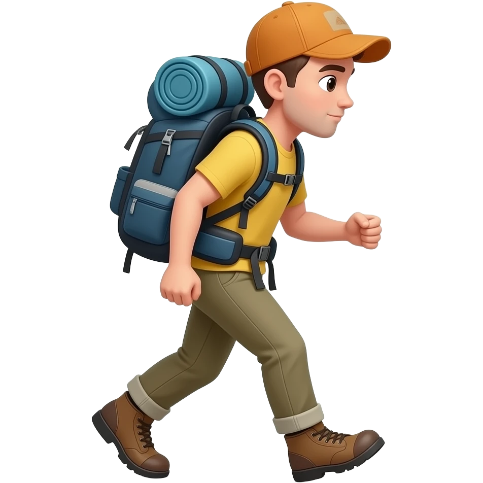 사람이 가방매고 터덜터덜 가는 모습 만들어줘 emoji