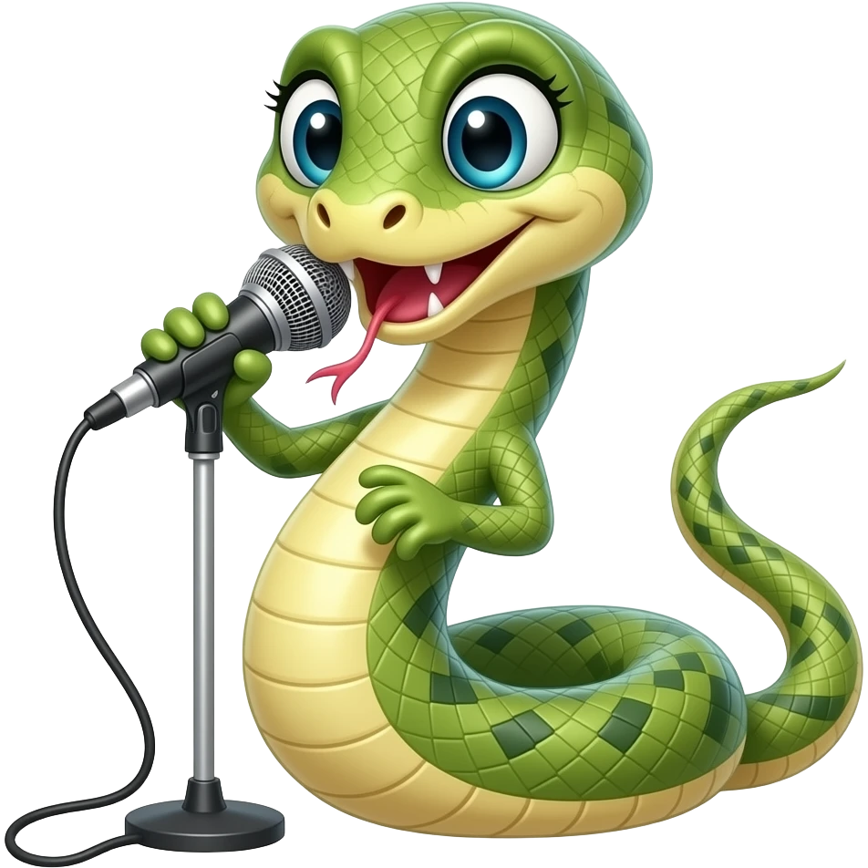 Snake rapping with a microphone emoji | AI Emoji Generator