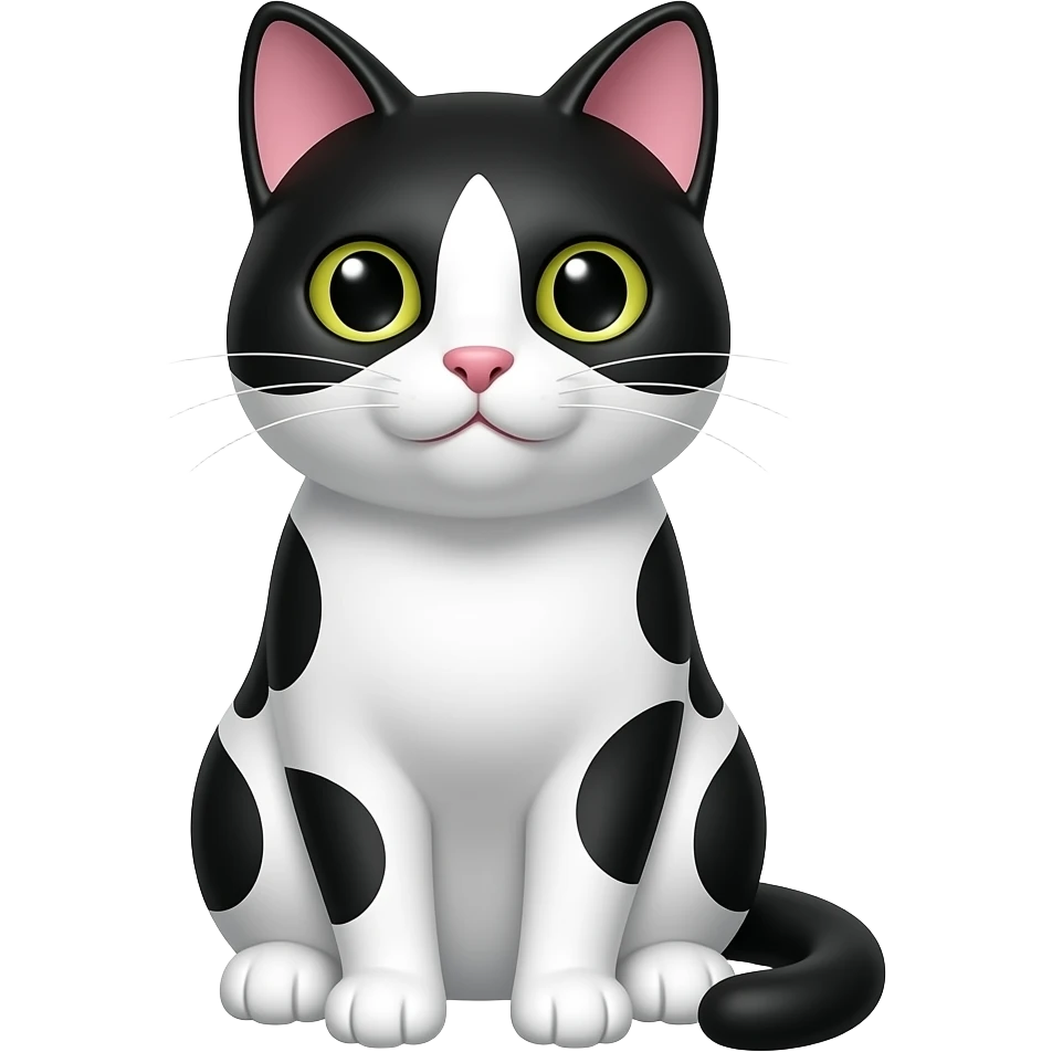 a sitting 黑白 招財貓 "招財" emoji