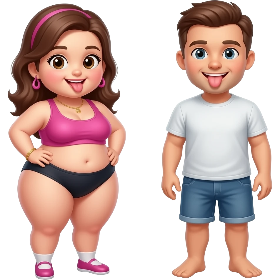 big booty girl and male tongue emoji
