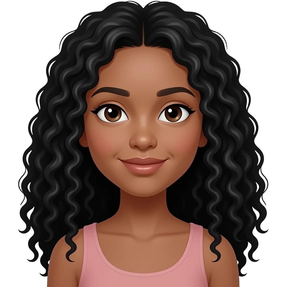 Fille avec cheveux noir long boucler emoji