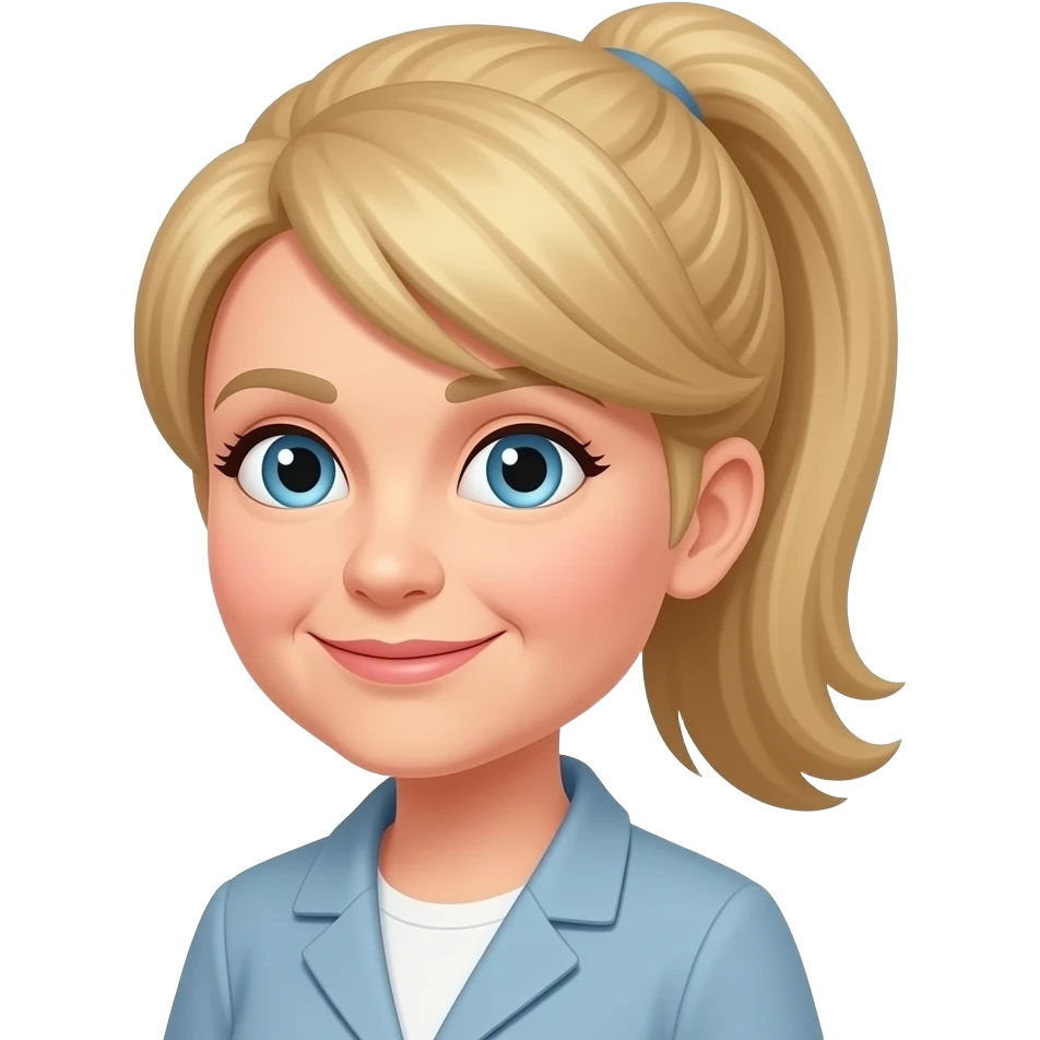 fancy blonde old lady with ponytail portrait front emoji