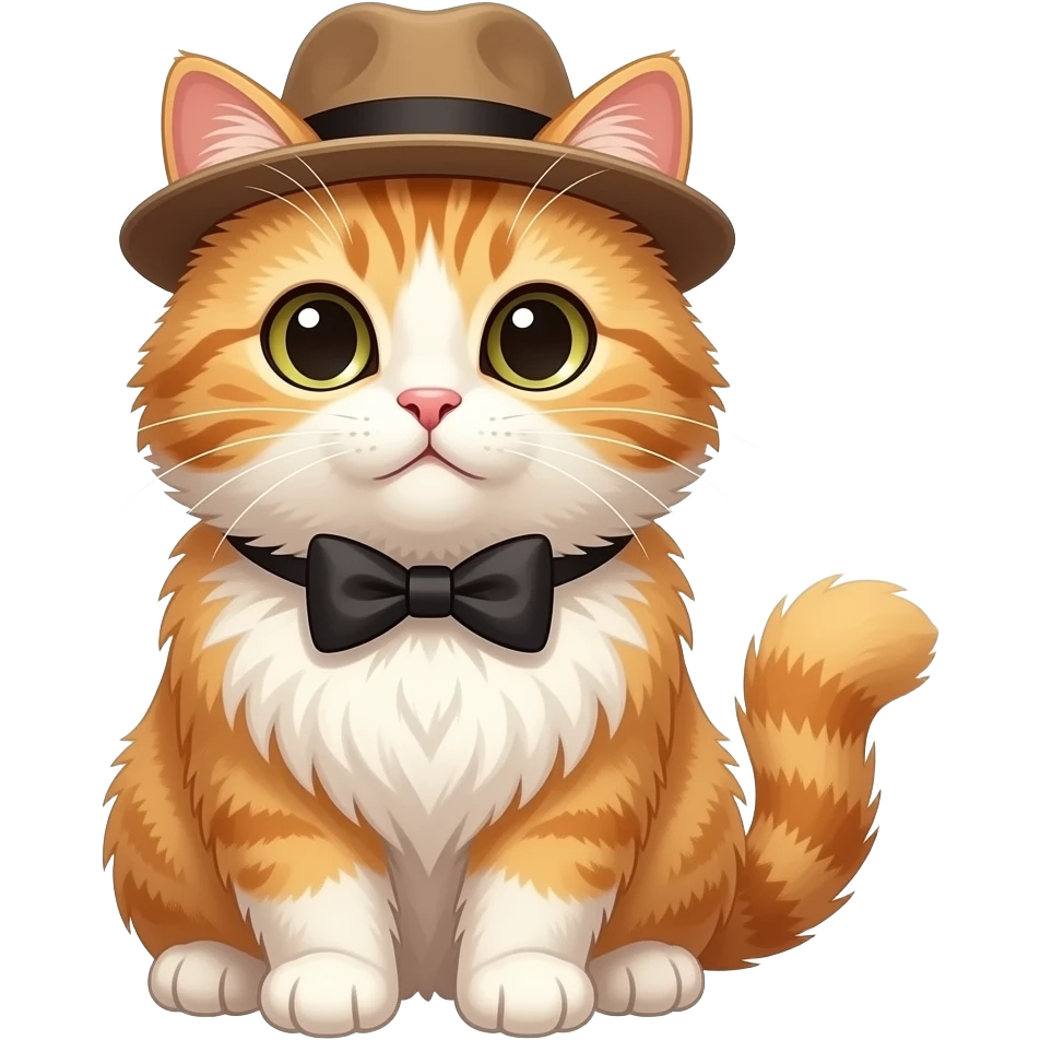 кот с бантом пушистий с шляпой emoji