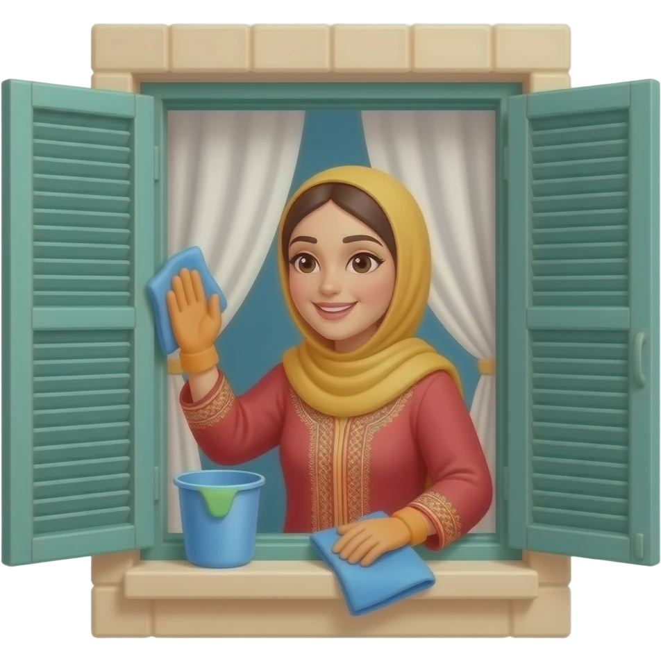 moroccan women cleaning home windows emoji