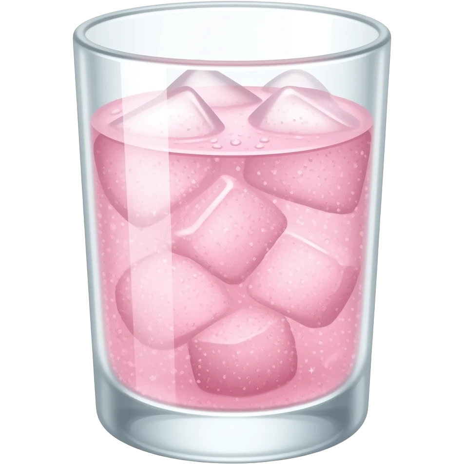 pastel pink drink with lots of ice and frosted glass emoji
