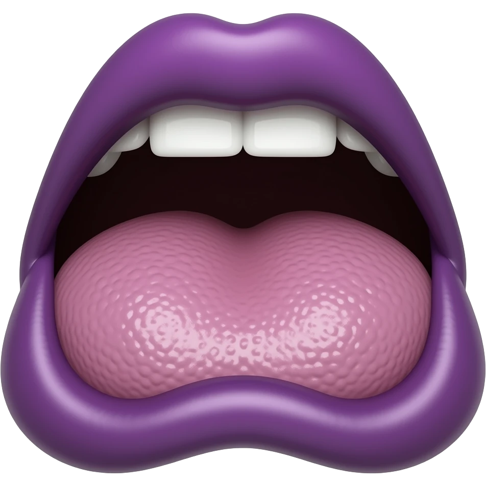 Mouth sucking deep on eggplant emoji