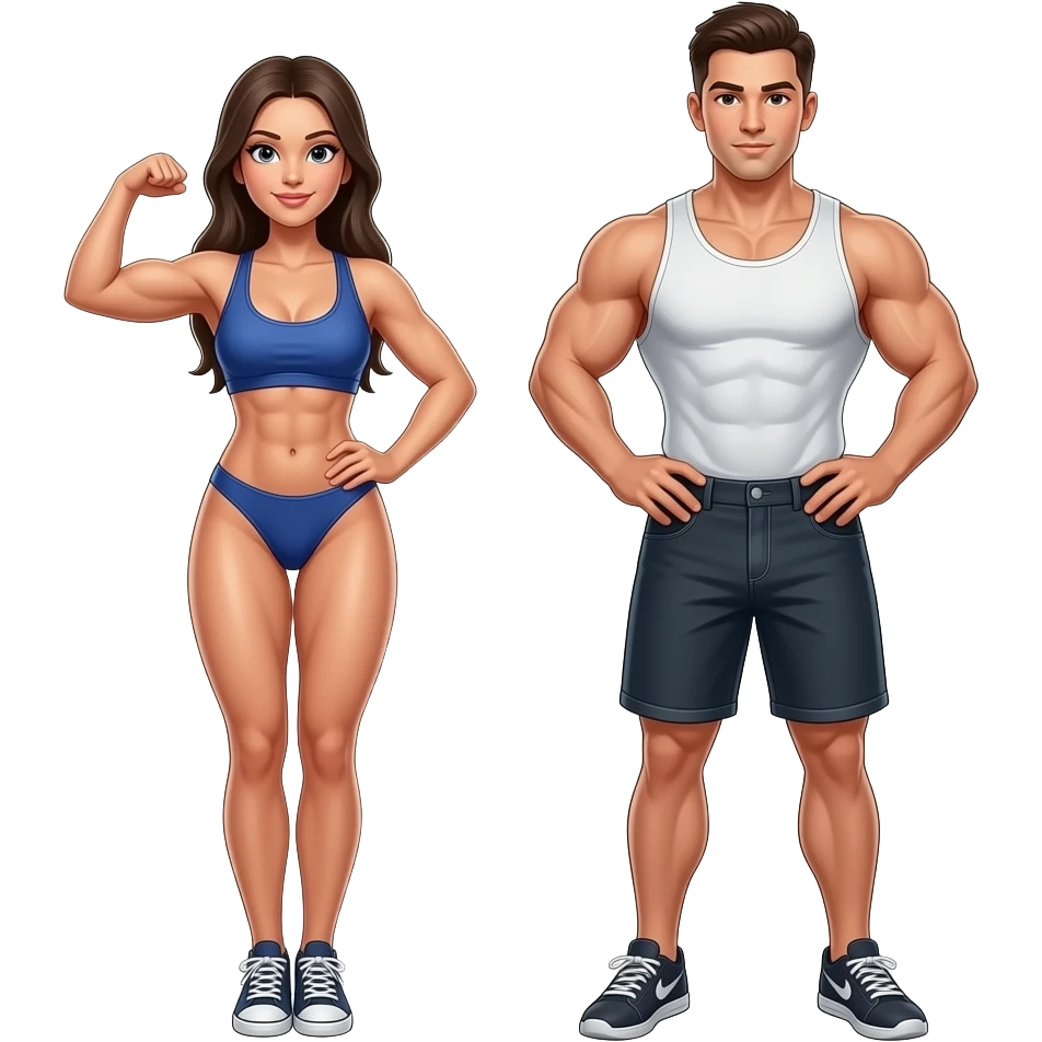 Aesthetic bodybuilding women & men emoji
