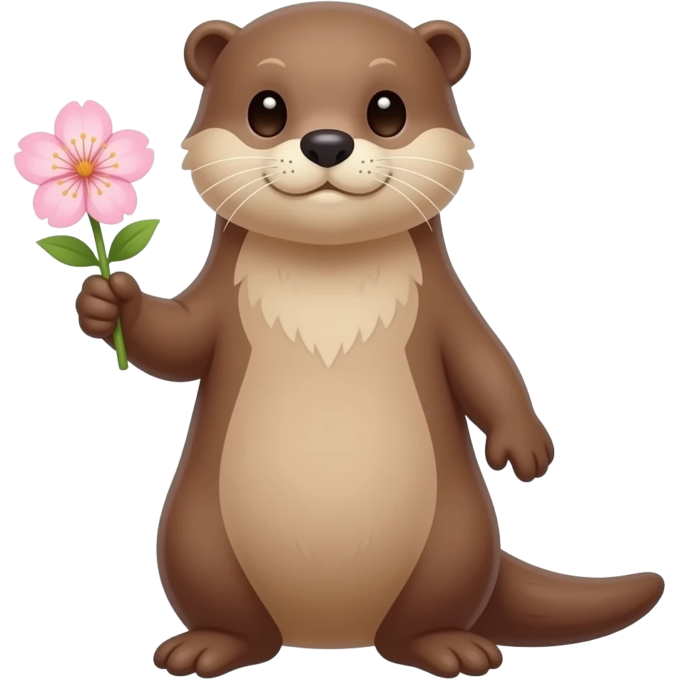 otter holding a cherry blossom flower emoji