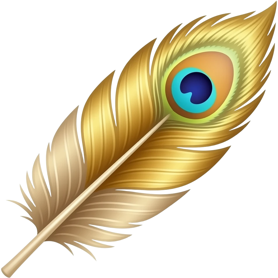 luxurious golden peacock feather with beige details emoji