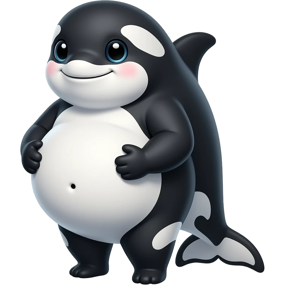 After hunting and devoured a healthy meal,A female Orca/killer whale she is so fat,she is cutely presenting her massive pudgy belly very nice & full,The Orca cradles her satisfied tummy like if she is wholesomely pregnant,even her bellybutton goes pop,We now call her A Pot-Bellied Killer Whale. emoji