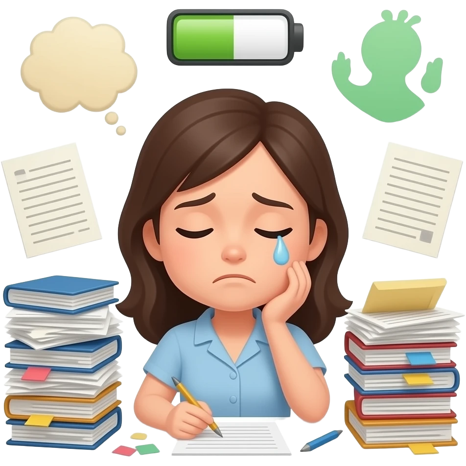 У денщины села батарейка, она без энергии у нее много дел и мыслкй emoji