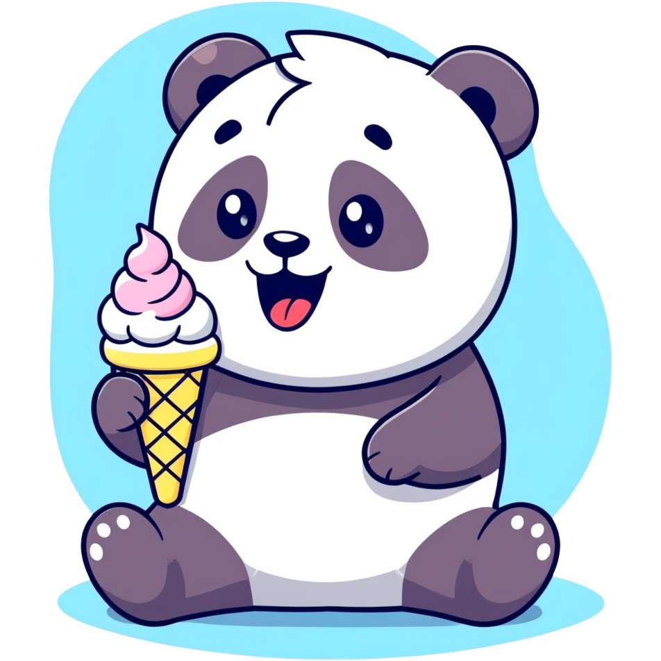 Panda eating ice cream emoji