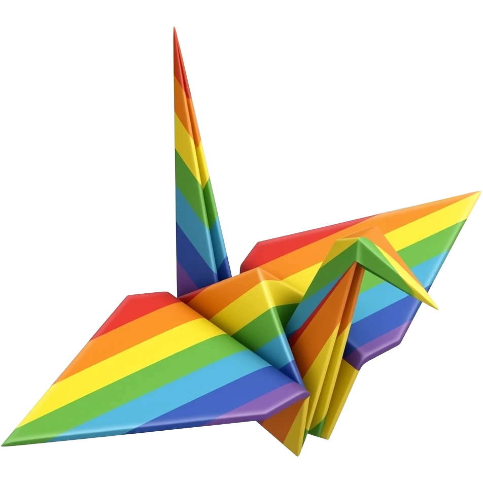 Origami rainbow crane emoji