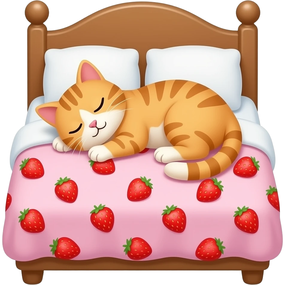 🐱🍓🛌 Good night meow meow cat strawberry emoji