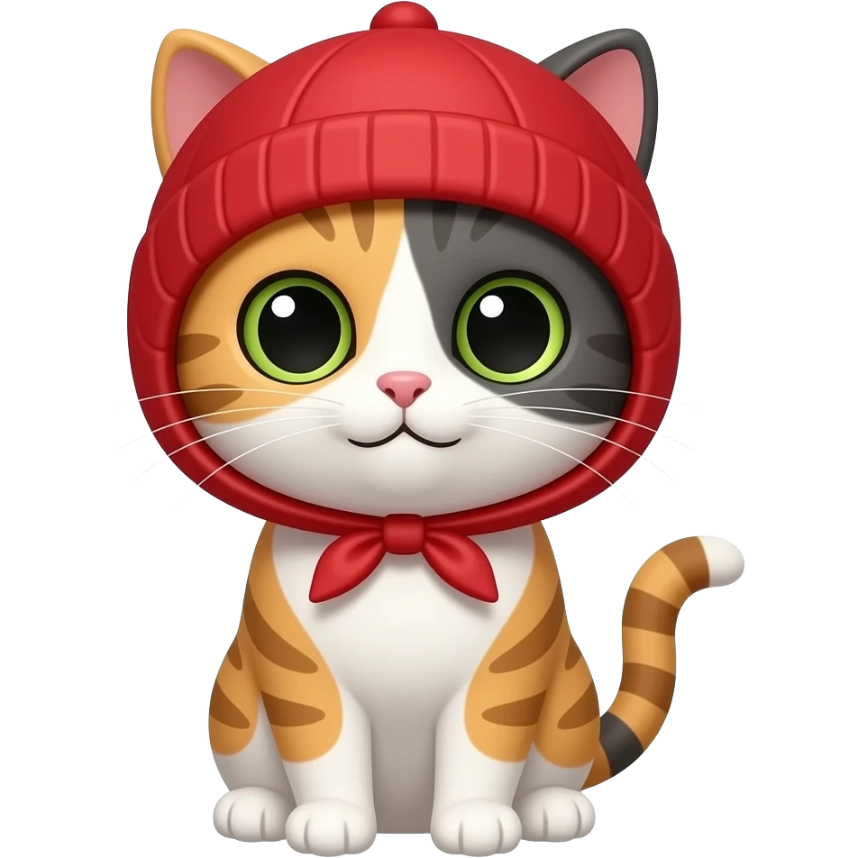 cute cat with red hat emoji