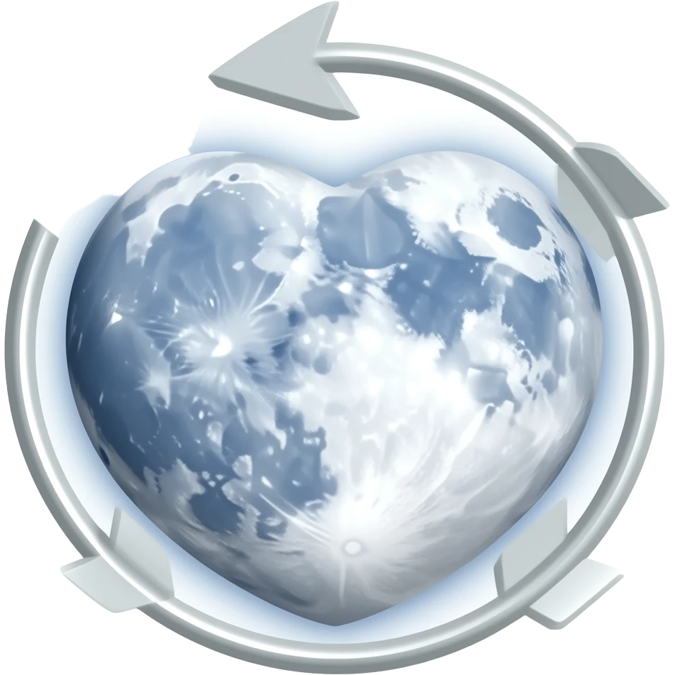 a heart shaped moon and 2 arrows in a circle moving counterclockwise emoji