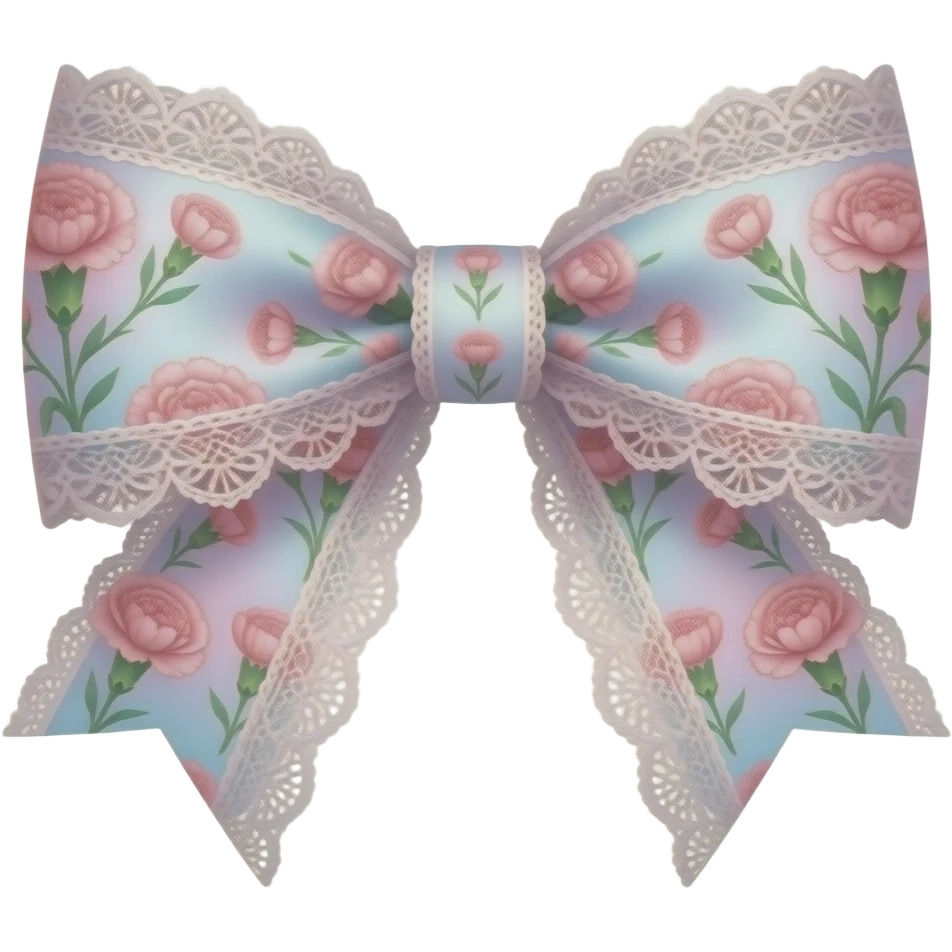 pink pastel ombre pastel blue with carnation rococo style pattern on bow lace coquette bow emoji