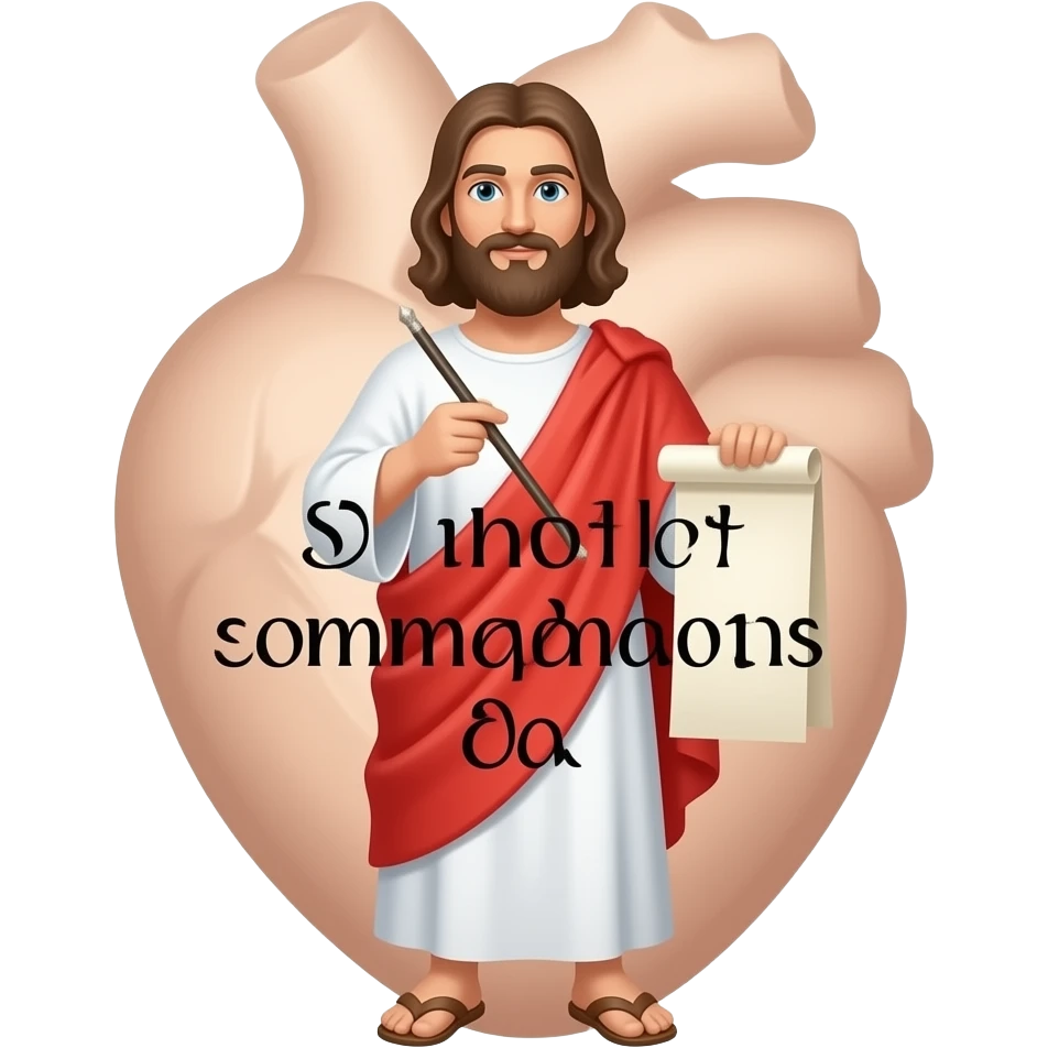 God writing the ten commandments on a person's heart emoji