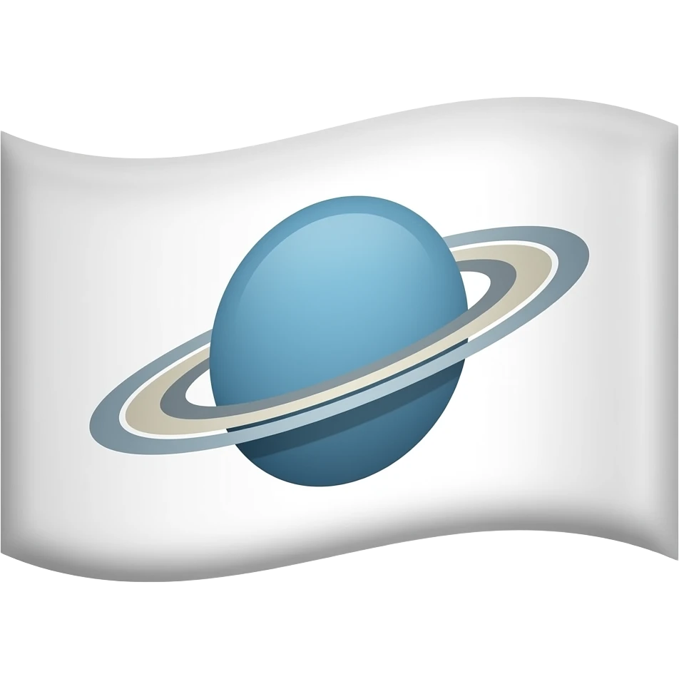 White flag with uranus planet on it emoji | AI Emoji Generator