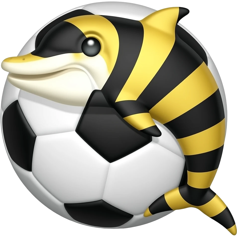 yelllow black dolphin circle wave soccerball emoji