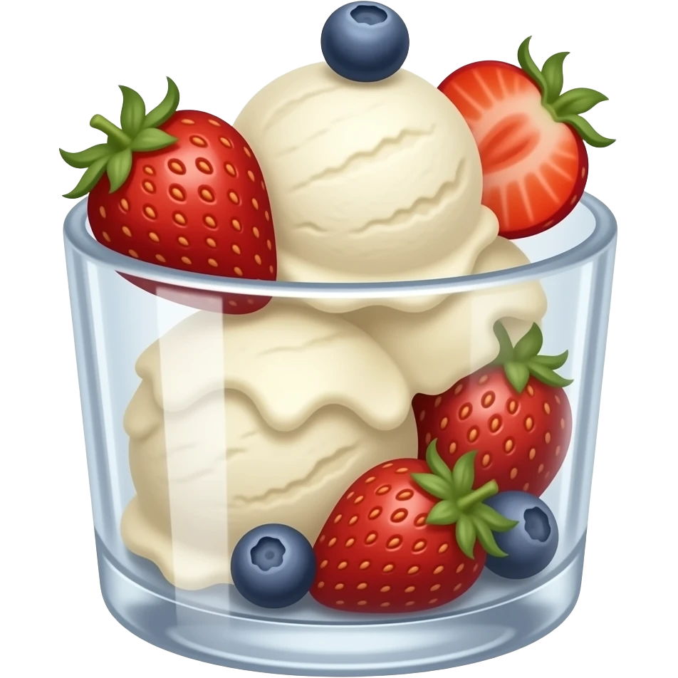 ice cream with ice cream and fruit in a glass cup (without horn and tube) emoji