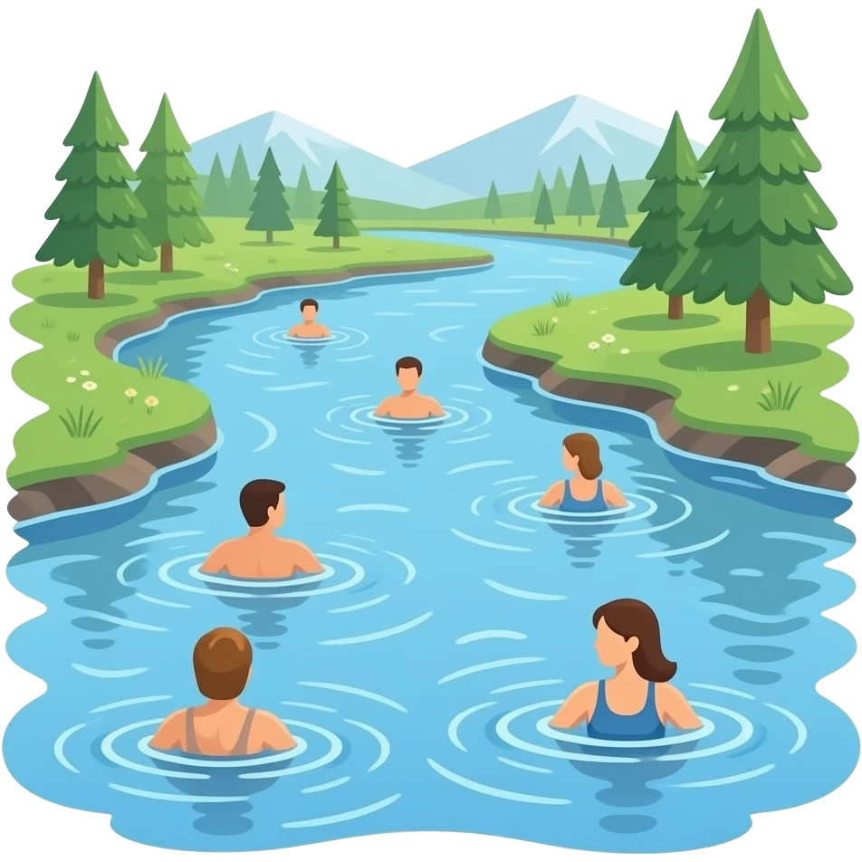 Люди купаются в речке emoji